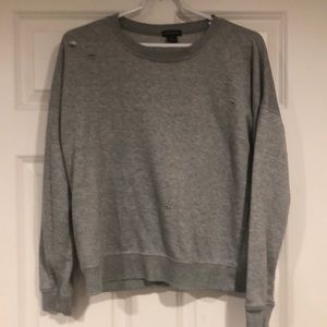 Gray distressed women’s sweatshirt